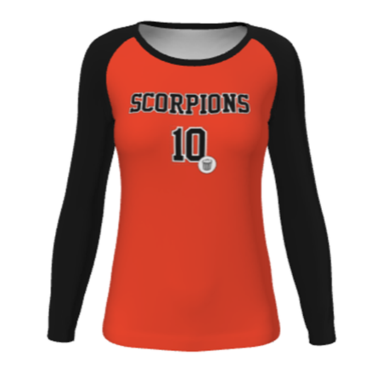 SUBLIMATED LADIES CREW NECK RAGLAN LONG SLEEVE